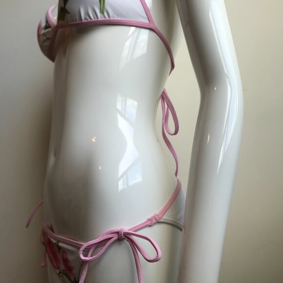 Billabong white & rose floral pink trim bikini set - Picture 5 of 8
